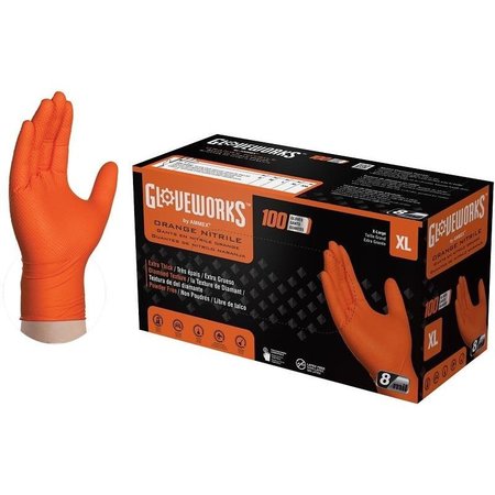 Gloveworks Nitrile Disposable Gloves, Nitrile, L GWON48100
